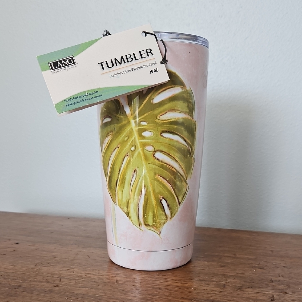 NWT Lang Tumbler with Green Leaf Design